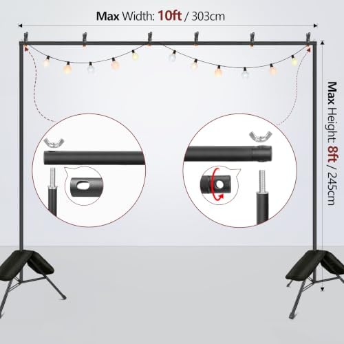 Heavy Duty Backdrop Stand 10×8ft - 7 Optional Widths, Easy Setup in 10×8ft, alternate view 3