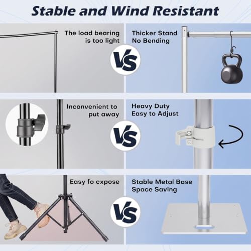Heavy Duty Backdrop Stand, 10x10ft Pipe and Drape Backdrop Stand Kit with Upgrade Clip on Telescopic Poles Frame, alternate