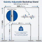 Heavy Duty Backdrop Stand 10x10ft, Pipe and Drape Background Stand in 10x10ft, alternate view 3