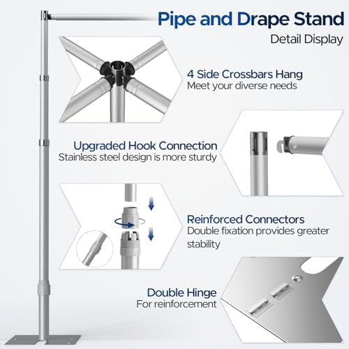Heavy Duty Backdrop Stand 10x10ft, Pipe and Drape Background Stand in 10x10ft, alternate view 5
