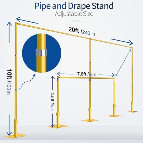 Heavy Duty Backdrop Stand 10x20ft, Pipe and Drape Stand Kit-Gold in 10x20ft, alternate view 2