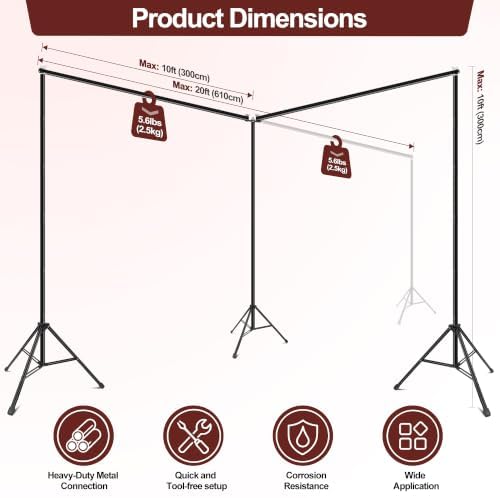 Heavy Duty Backdrop Stand 20x10ft, Large Adjustbale Banner Holder in 20x10ft, alternate view 2