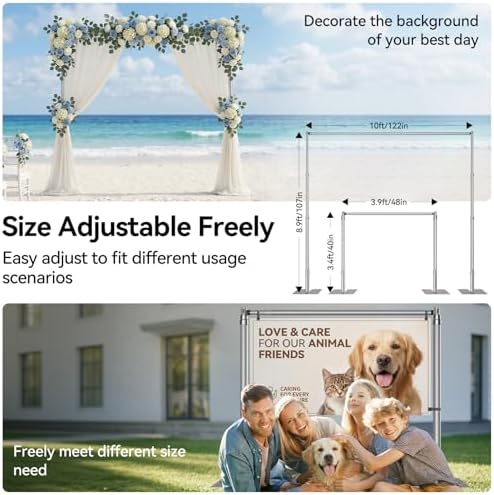 Heavy Duty Backdrop Stand, 8.9x10ft Pipe and Drape Stand, Silver in 8.9x10ft in Silver, alternate view 2