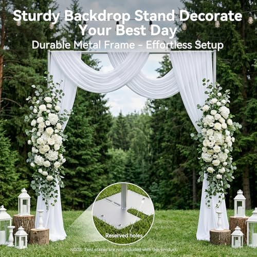 Heavy Duty Backdrop Stand, 8.9x10ft Pipe and Drape Stand, Silver in 8.9x10ft in Silver, alternate view 6