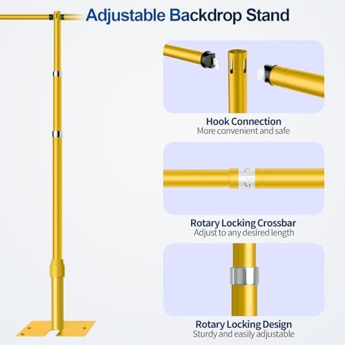 Heavy Duty Backdrop Stand 8.9x20ft, Pipe and Drape Stand Kit-Gold in 8.9x20ft, alternate view 4
