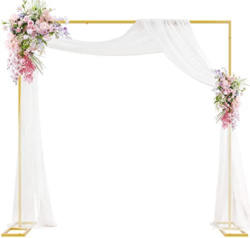 Heavy Duty Backdrop Stand, 8ft x 8ft, Adjustable Pipe and Drape Kit, Gold in Gold