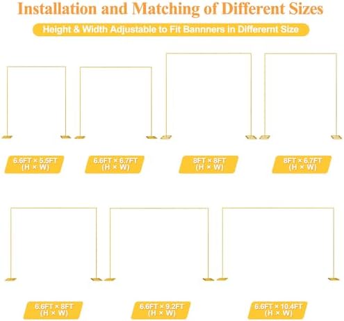 Heavy Duty Backdrop Stand, 8ft x 8ft, Adjustable Pipe and Drape Kit, Gold in Gold, alternate view 4