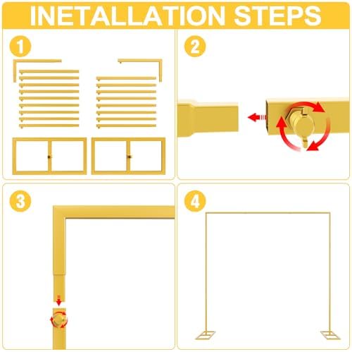 Heavy Duty Backdrop Stand, 8ft x 8ft, Adjustable Pipe and Drape Kit, Gold in Gold, alternate view 5