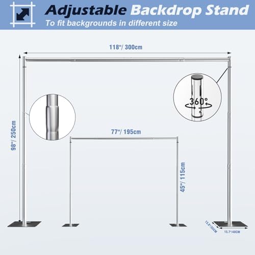 Heavy Duty Backdrop Stand, 8x10ft Pipe and Drape Backdrop Stand Kit with Adjustable Telescopic Poles Frame and, alternate