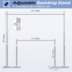 Heavy Duty Backdrop Stand, 8x10ft Pipe and Drape Backdrop Stand Kit with Upgrade Clip on Telescopic Poles Frame, alternate