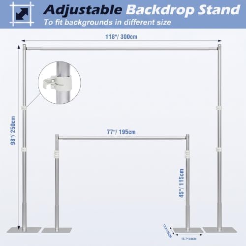 Heavy Duty Backdrop Stand, 8x10ft Pipe and Drape Backdrop Stand Kit with Upgrade Clip on Telescopic Poles Frame, alternate
