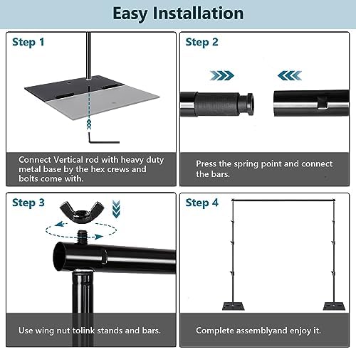Heavy Duty Backdrop Stand Pipe and Drape Photography Backdrop Stand Kit Adjustable Photo Background Stand 10ft x, alternate