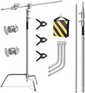 Heavy Duty C Stand with Boom Arm, 6.8ft/210cm Stainless Steel Light Stand
