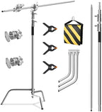 Heavy Duty C Stand with Boom Arm, 6.8ft/210cm Stainless Steel Light Stand