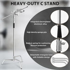 Heavy Duty C Stand with Boom Arm, 6.8ft/210cm Stainless Steel Light Stand, alternate view 2