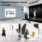 Heavy Duty C Stand with Boom Arm, 6.8ft/210cm Stainless Steel Light Stand, alternate view 5