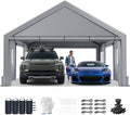 Heavy Duty Carport 20x20 with Side & Removable Door & Roll-Up Window