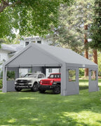 Heavy Duty Carport 20x20 with Side & Removable Door & Roll-Up Window, alternate view 2