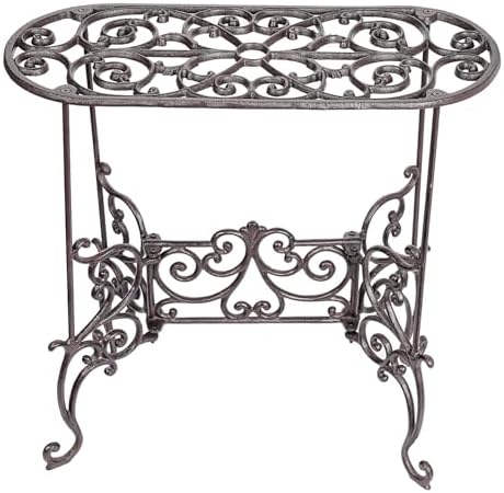 Heavy Duty Cast Iron Potted Plant Stand Garden Table - 22.6IN. 1 Tier Metal Stands - Decorative & Vintage Style
