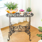 Heavy Duty Cast Iron Potted Plant Stand Garden Table - 22.6IN. 1 Tier Metal Stands - Decorative & Vintage Style, alternate