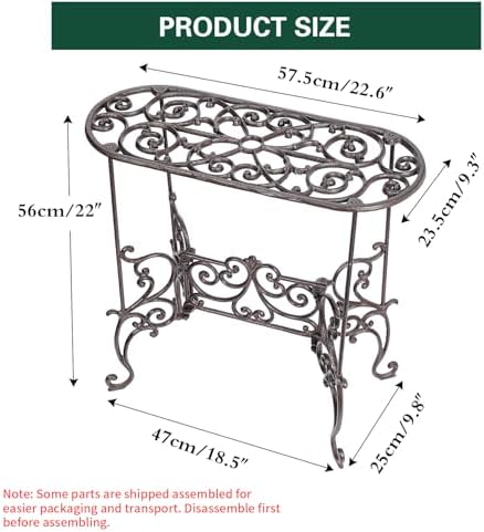 Heavy Duty Cast Iron Potted Plant Stand Garden Table - 22.6IN. 1 Tier Metal Stands - Decorative & Vintage Style, alternate