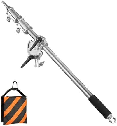 Heavy Duty Extension Boom Arm Bar for Photography C Stand and Light Stand, Adjustable 3.6-8.2ft Crossbar Holding