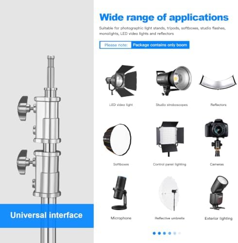 Heavy Duty Extension Boom Arm Bar for Photography C Stand and Light Stand, Adjustable 3.6-8.2ft Crossbar Holding, alternate