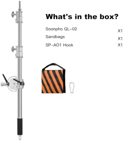 Heavy Duty Extension Boom Arm Bar for Photography C Stand and Light Stand, Adjustable 3.6-8.2ft Crossbar Holding, alternate