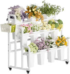 Heavy Duty Flower Bar with Buckets, 3-Tier Bouquet Bar Stand