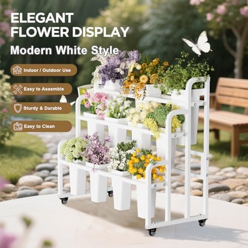 Heavy Duty Flower Bar with Buckets, 3-Tier Bouquet Bar Stand, alternate view 3