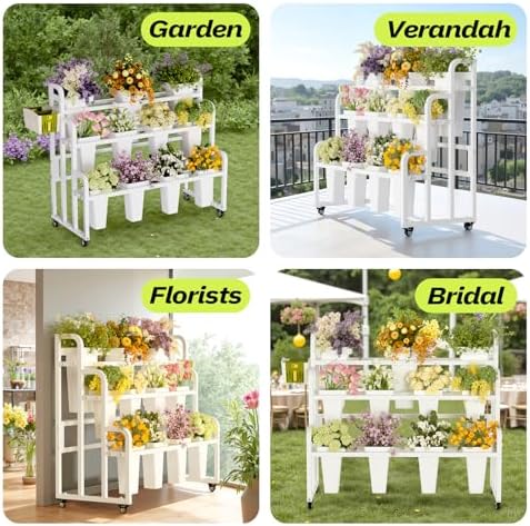Heavy Duty Flower Bar with Buckets, 3-Tier Bouquet Bar Stand, alternate view 5