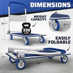 Heavy Duty Foldable Push Cart Dolly | 330 lbs. Capacity | Upgraded Collapsible Hand Truck Folding Platform with, alternate