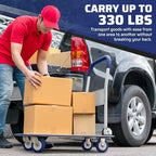 Heavy Duty Foldable Push Cart Dolly | 330 lbs. Capacity | Upgraded Collapsible Hand Truck Folding Platform with, alternate