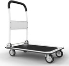 Heavy Duty Foldable Push Cart Dolly | 330 lbs. Capacity | Upgraded Collapsible Hand Truck Folding Platform with