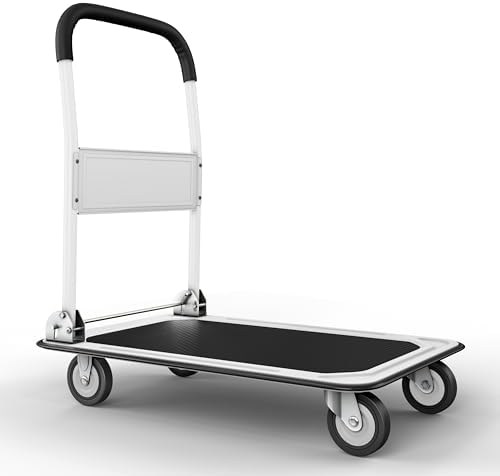 Heavy Duty Foldable Push Cart Dolly | 330 lbs. Capacity | Upgraded Collapsible Hand Truck Folding Platform with
