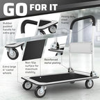 Heavy Duty Foldable Push Cart Dolly | 330 lbs. Capacity | Upgraded Collapsible Hand Truck Folding Platform with, alternate