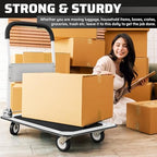 Heavy Duty Foldable Push Cart Dolly | 330 lbs. Capacity | Upgraded Collapsible Hand Truck Folding Platform with, alternate
