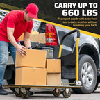 Heavy Duty Foldable Push Cart Dolly | 660 lbs. Capacity | Upgraded Collapsible Hand Truck Folding Platform with, alternate