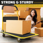 Heavy Duty Foldable Push Cart Dolly | 660 lbs. Capacity | Upgraded Collapsible Hand Truck Folding Platform with, alternate