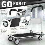 Heavy Duty Foldable Push Cart Dolly | 660 lbs. Capacity | Upgraded Collapsible Hand Truck Folding Platform with, alternate