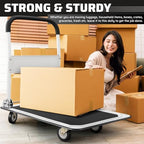 Heavy Duty Foldable Push Cart Dolly | 660 lbs. Capacity | Upgraded Collapsible Hand Truck Folding Platform with, alternate