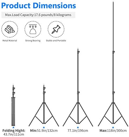 Heavy Duty Light Stand 10ft/3m Adjustable Spring Cushioned Tripod, alternate view 2
