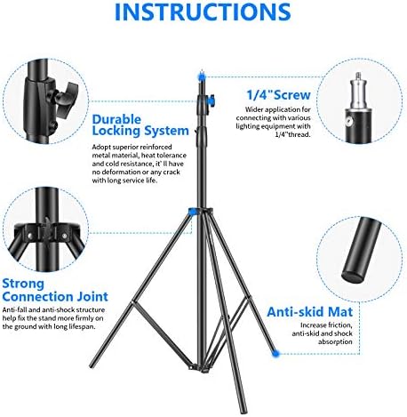 Heavy Duty Light Stand 10ft/3m Adjustable Spring Cushioned Tripod, alternate view 3
