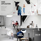 Heavy Duty Light Stand, Metal 11.15ft/3.4m Adjustable Photography C Stand Tripod with Boom Arm Built in Spring, alternate