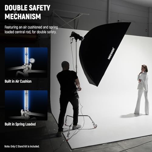 Heavy Duty Light Stand, Metal 11.15ft/3.4m Adjustable Photography C Stand Tripod with Boom Arm Built in Spring, alternate