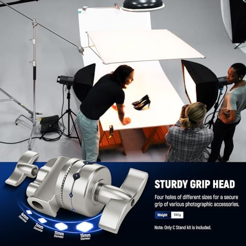 Heavy Duty Light Stand, Metal 11.15ft/3.4m Adjustable Photography C Stand Tripod with Boom Arm Built in Spring, alternate