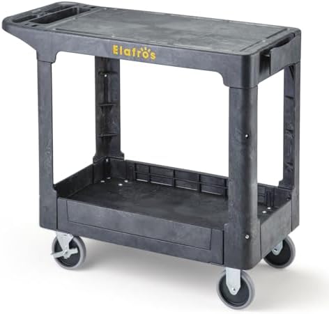 Heavy Duty Plastic Flat Top Mail Utility Cart, 37 x 18.8 in, Gray in Gray