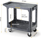 Heavy Duty Plastic Flat Top Mail Utility Cart, 37 x 18.8 in, Gray in Gray, alternate view 3