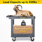Heavy Duty Plastic Flat Top Mail Utility Cart, 37 x 18.8 in, Gray in Gray, alternate view 6