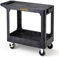 Heavy Duty Plastic Flat Top Utility Work Cart, 37 x 18.8 in, Black in Black